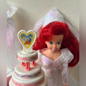 Vintage 1990s Disney Little Mermaid Ariel Wedding Doll Tyco w/ Cake Veil